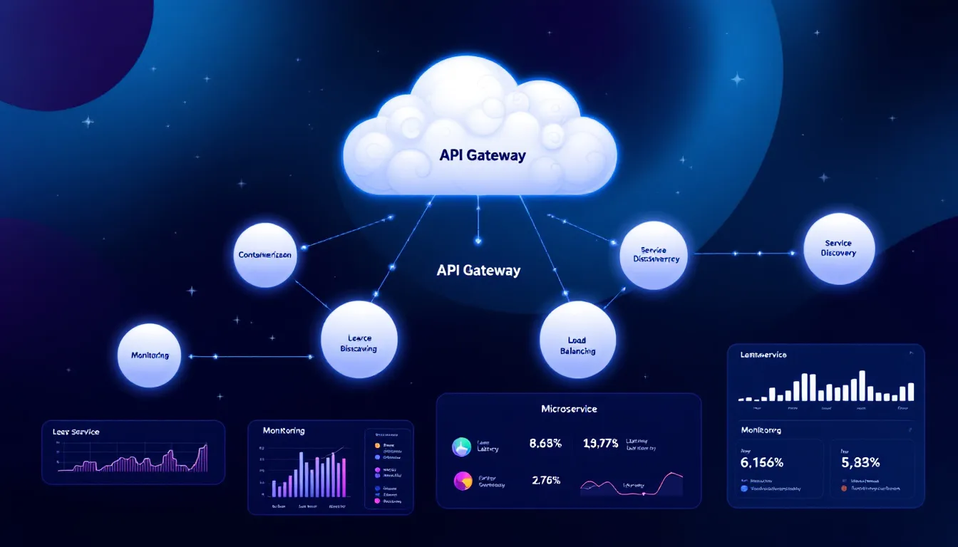 A diagram illustrating cloud-native development and microservices architecture, highlighting the components involved.