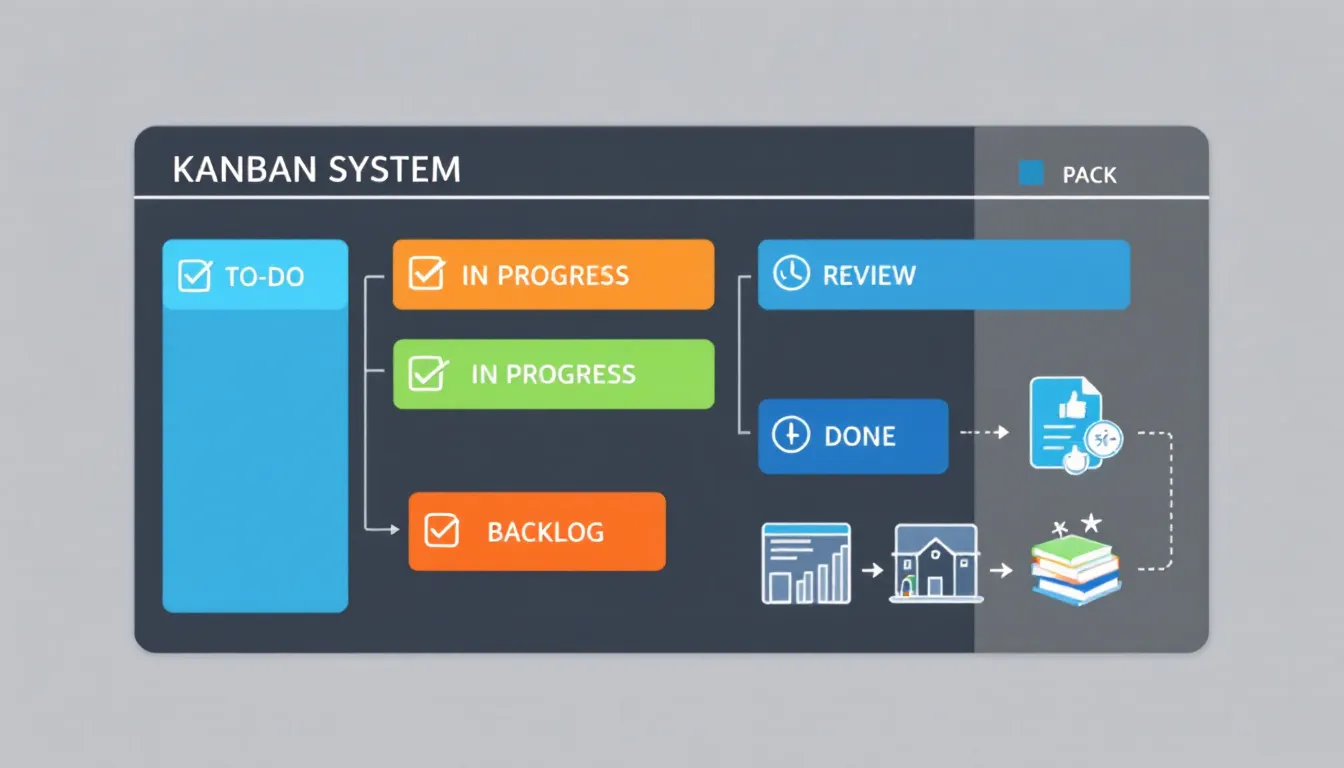 Visual representation of workflows using a kanban system.