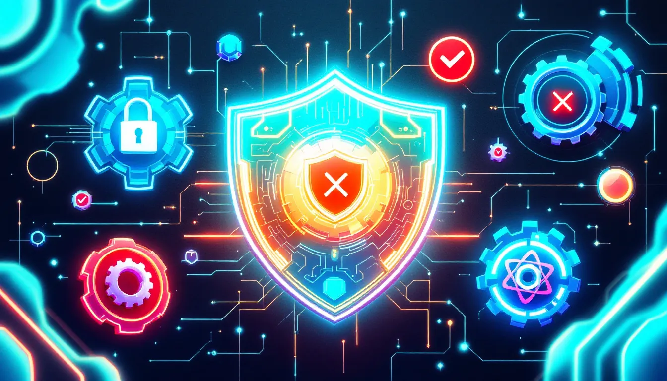A graphic illustrating security and safety features in Rust programming.