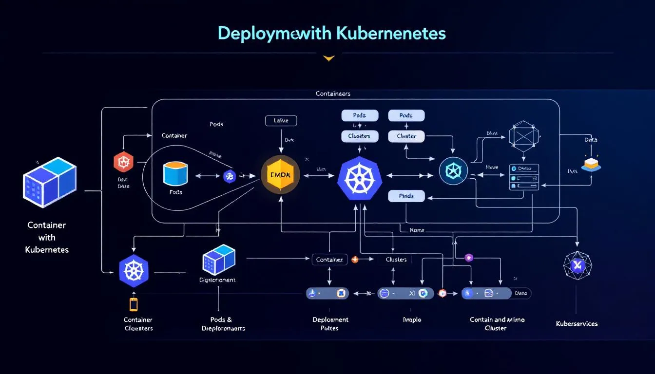 A diagram illustrating the deployment process of microservices with Kubernetes.